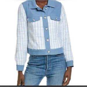 Nanette Lepore Light Blue and White Tweed Jacket